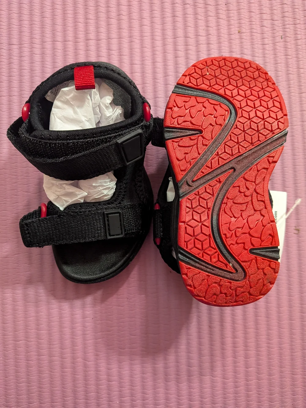 Kids Black & Red Sport Sandals - Adjustable Straps